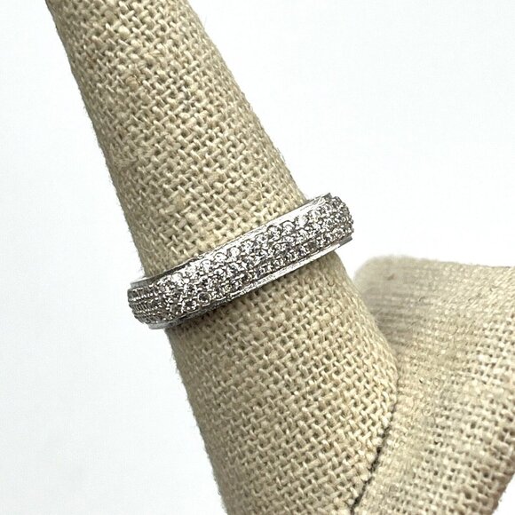 Sterling Silver Square Micro Pave Cubic Zirconia Eternity Band Ring 8.25 New - Picture 7 of 10